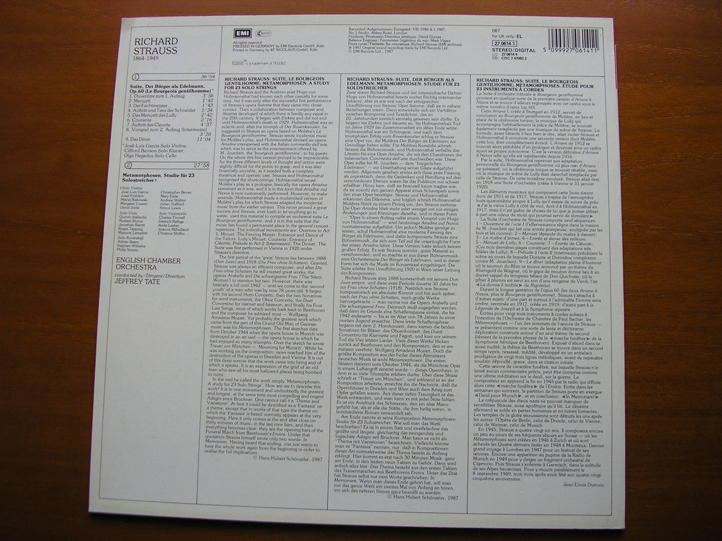 STRAUSS: METAMORPHOSEN / LE BOURGEOIS GENTILHOMME TATE / ENGLISH CHAMBER ORCHESTRA 27 0614