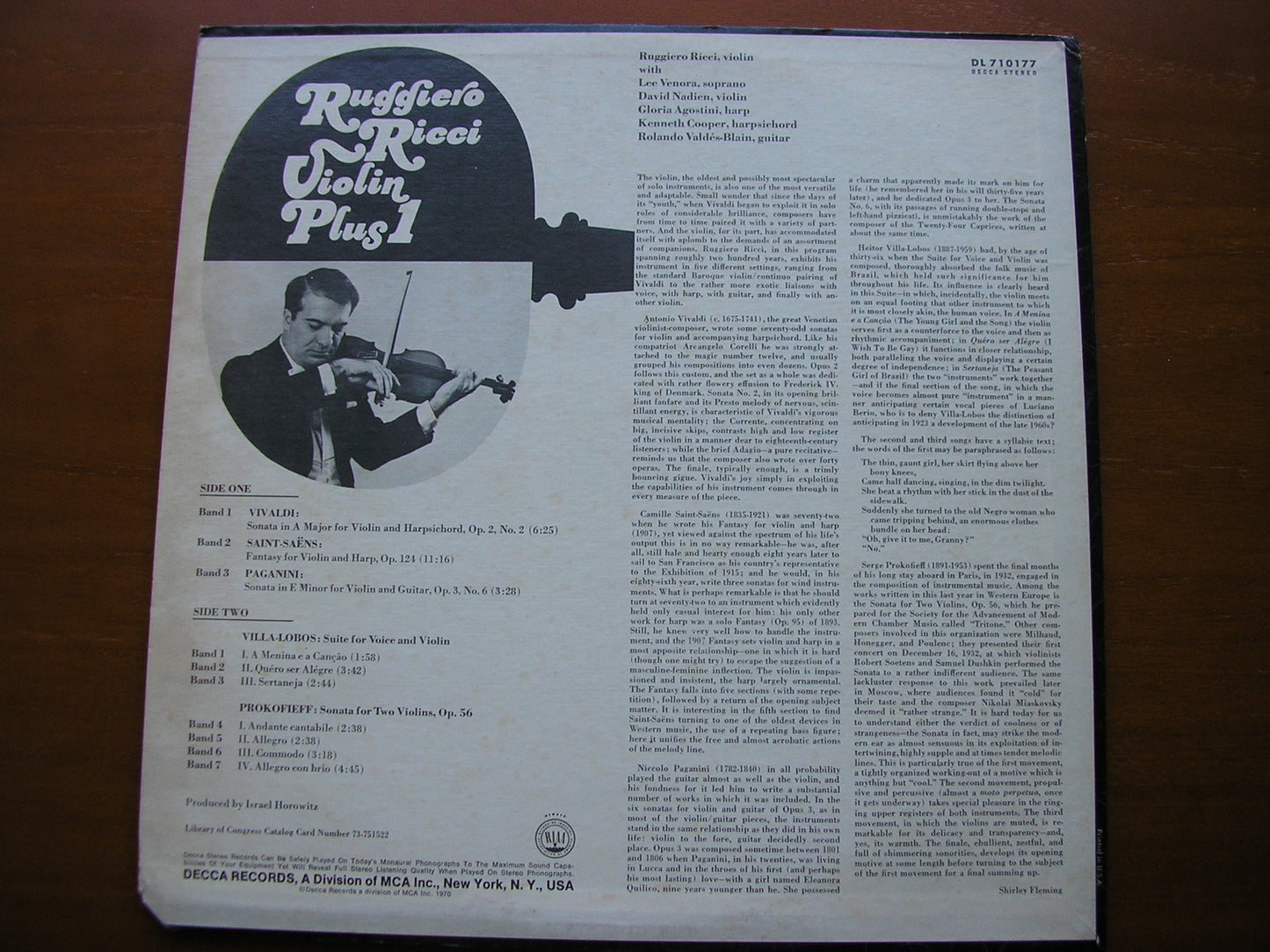 SAINT-SAENS / PROKOFIEV / VIVALDI / VILLA LOBOS / PAGANINI: VIOLIN + ONE RICCI / SOLOISTS DL 710177