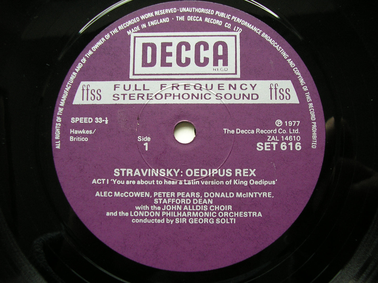 STRAVINSKY: OEDIPUS REX SOLOISTS / LONDON PHILHARMONIC / SOLTI SET 616
