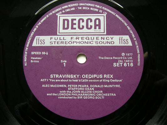 STRAVINSKY: OEDIPUS REX    SOLOISTS / LONDON PHILHARMONIC / SOLTI   SET 616