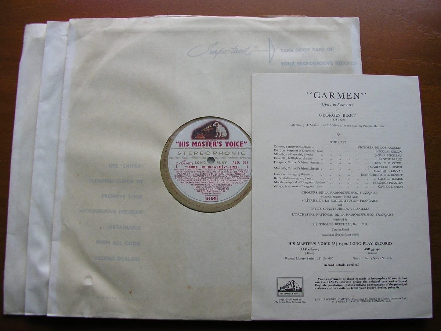 BIZET: CARMEN - DE LOS ANGELES / GEDDA / MICHEAU / BLANC / FNRO / SIR THOMAS BEECHAM    ASD 331-3
