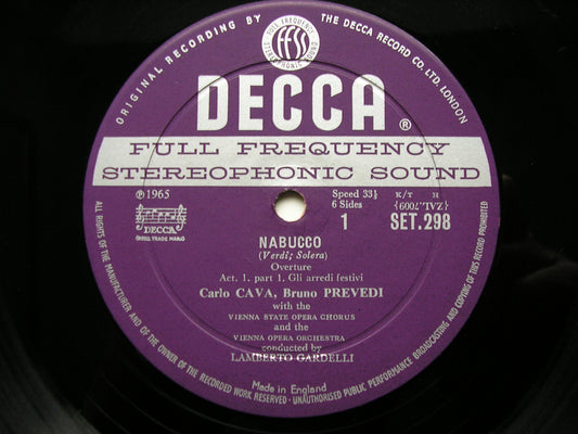VERDI: NABUCCO -  GOBBI / SULIOTIS / CAVA / PREVIDI / VIENNA OPERA / LAMBERTO GARDELLI    SET 298 - 300