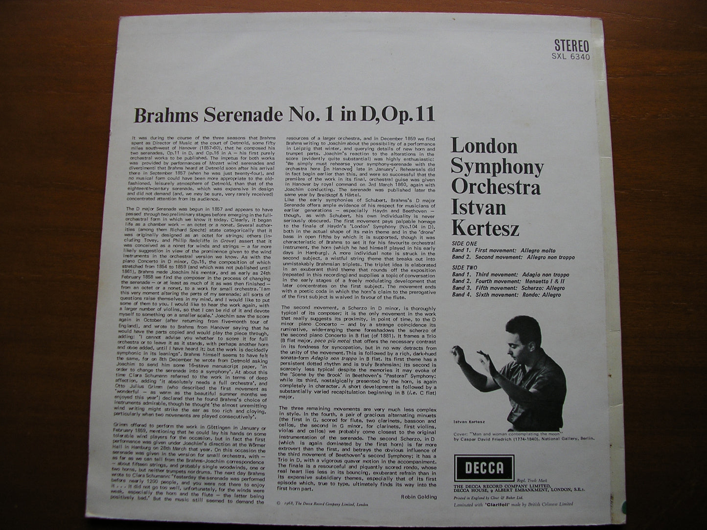 BRAHMS: SERENADE No. 1 KERTESZ / LONDON SYMPHONY SXL 6340