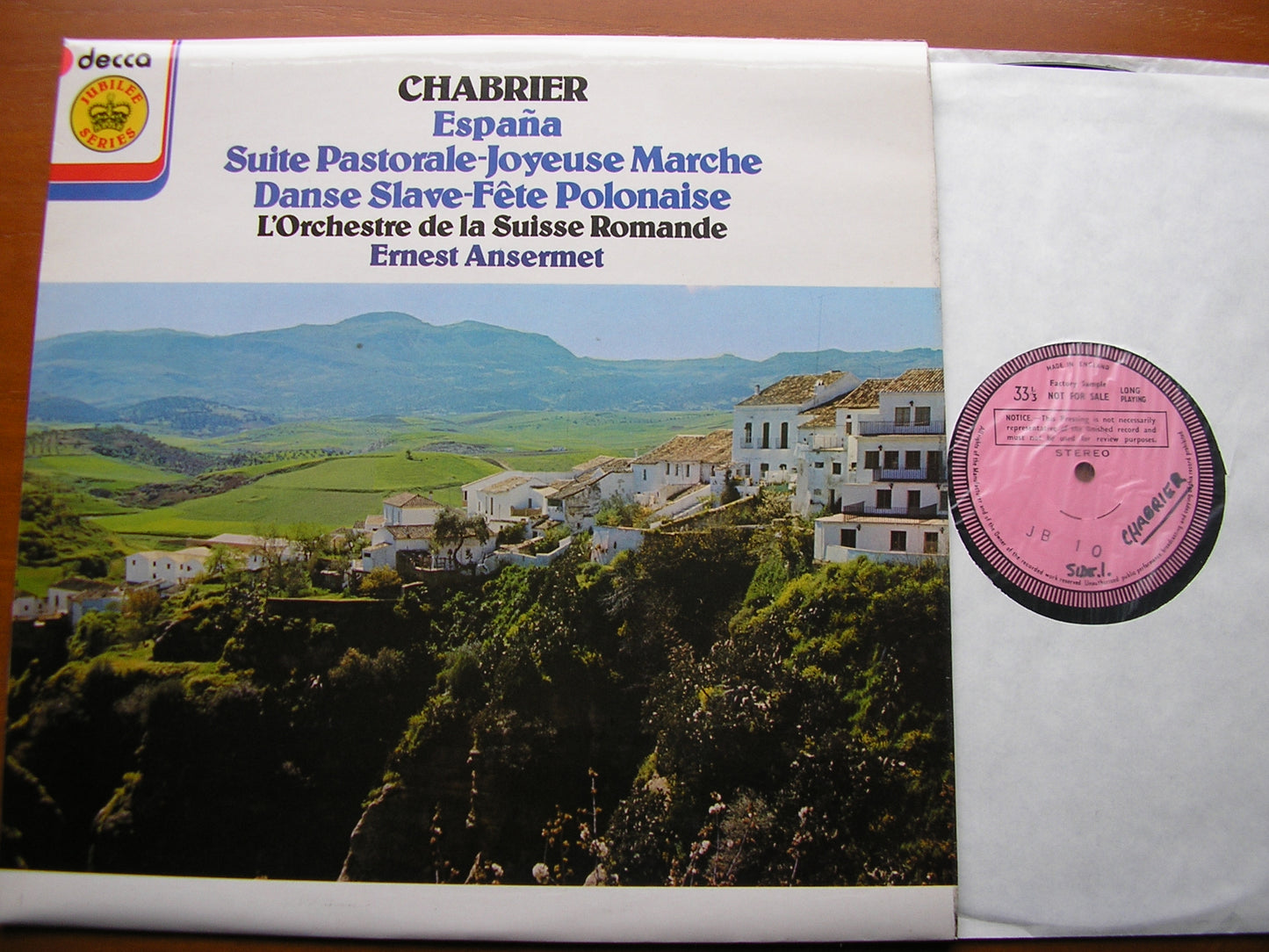 CHABRIER: ESPANA / JOYEUSE MARCHE / SUITE PASTORALE ERNEST ANSERMET / SUISSE ROMANDE JB 10