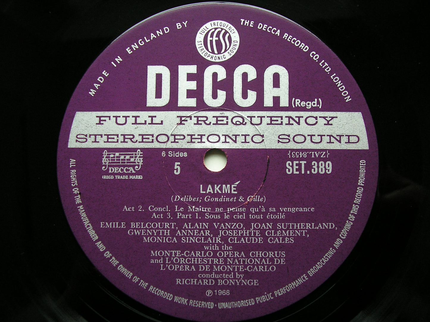 DELIBES: LAKME - SUTHERLAND / VANZO / BACQUIER / MONTE CARLO OPERA / RICHARD BONYNGE   SET 387 - 9