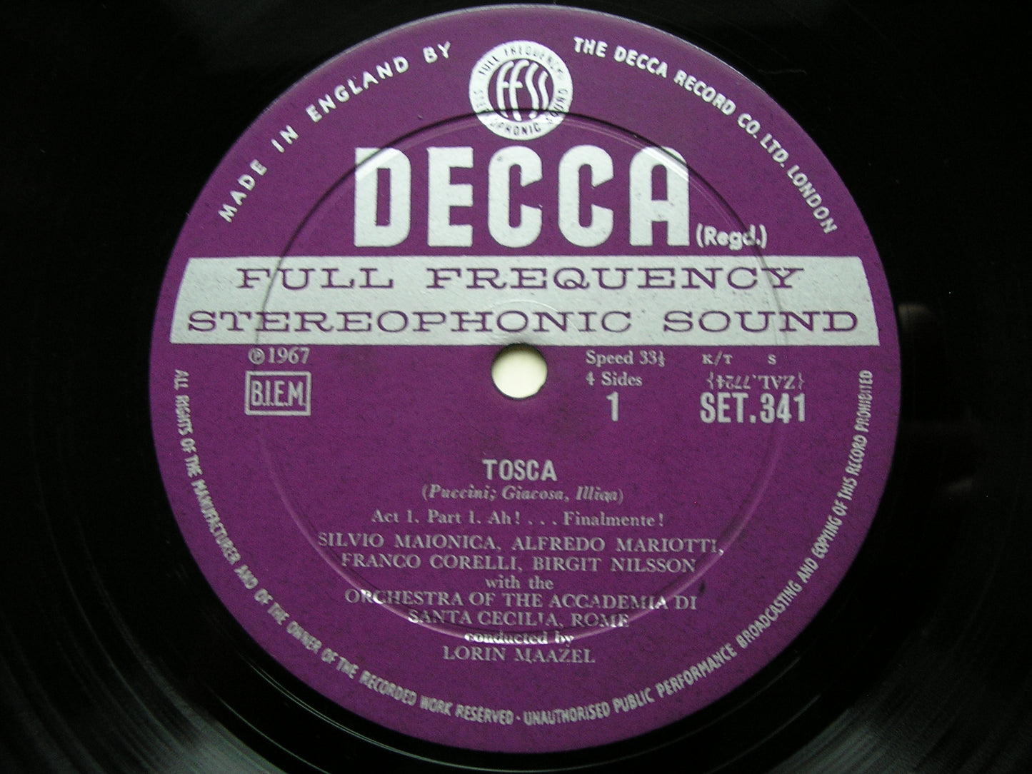 PUCCINI: TOSCA - NILSSON / CORELLI / FISCHER-DIESKAU / SANTA CECILIA ROME / MAAZEL    SET 341 - 2