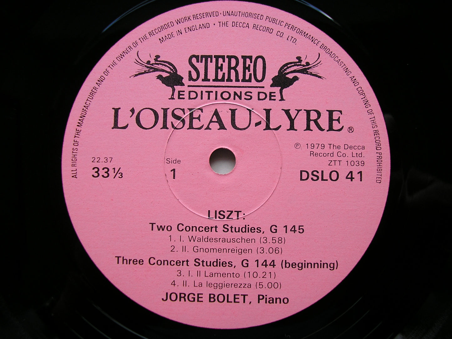 LISZT: CONCERT STUDIES G145 & G144 / REMINISCENCES DE DON JUAN G418     JORGE BOLET   DSLO 41