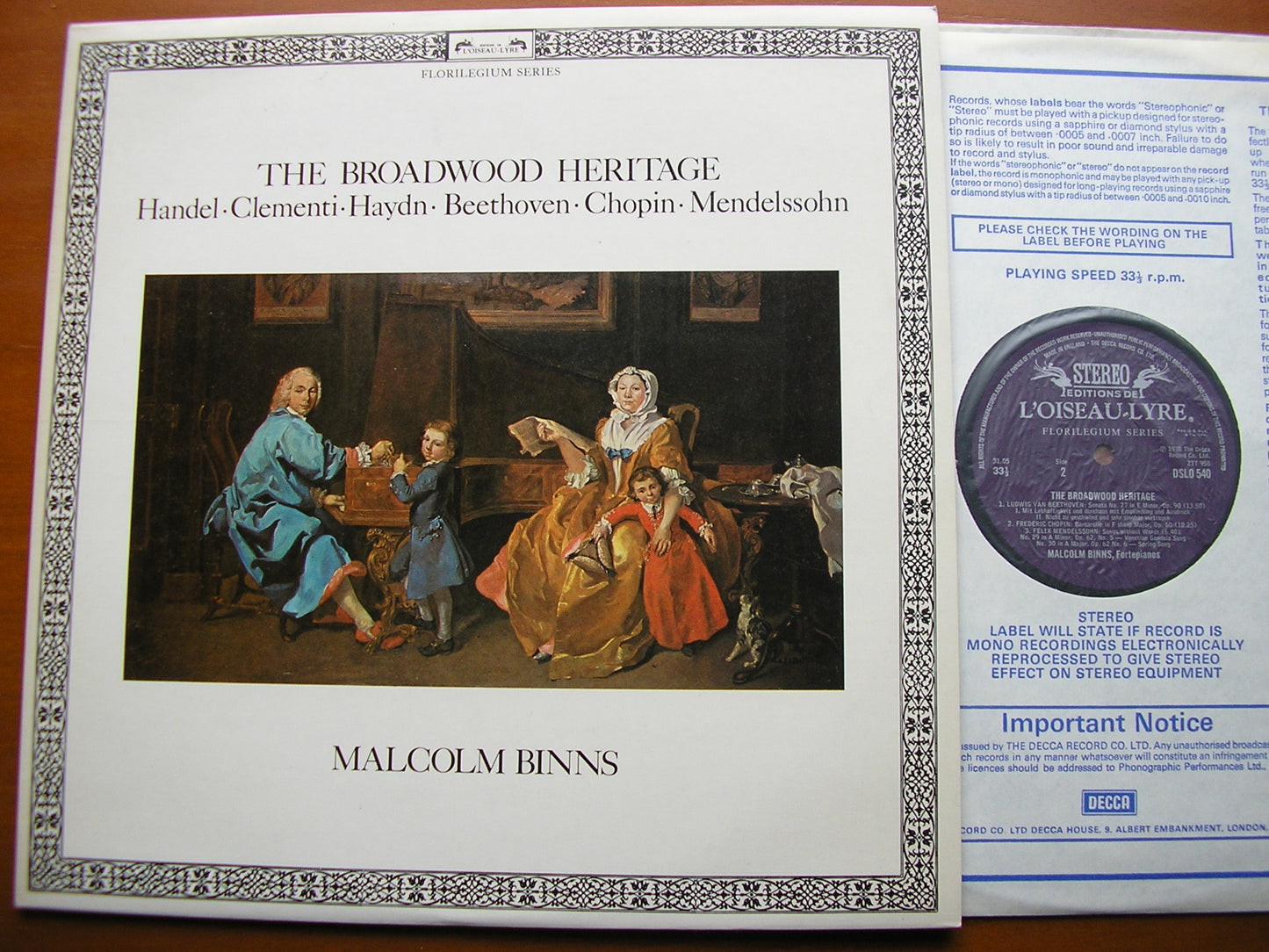 THE BROADWOOD HERITAGE: CLEMENTI / HAYDN / BEETHOVEN / CHOPIN / MENDELSSOHN / HANDEL BINNS DSLO 540