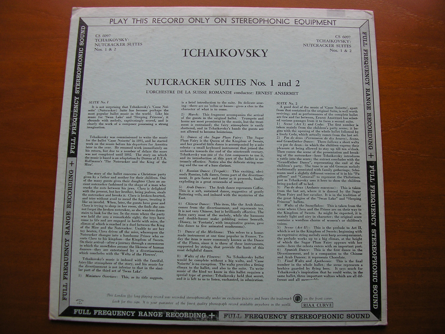 TCHAIKOVSKY: NUTCRACKER Suites Nos. 1 & 2 ANSERMET / SUISSE ROMANDE CS 6097