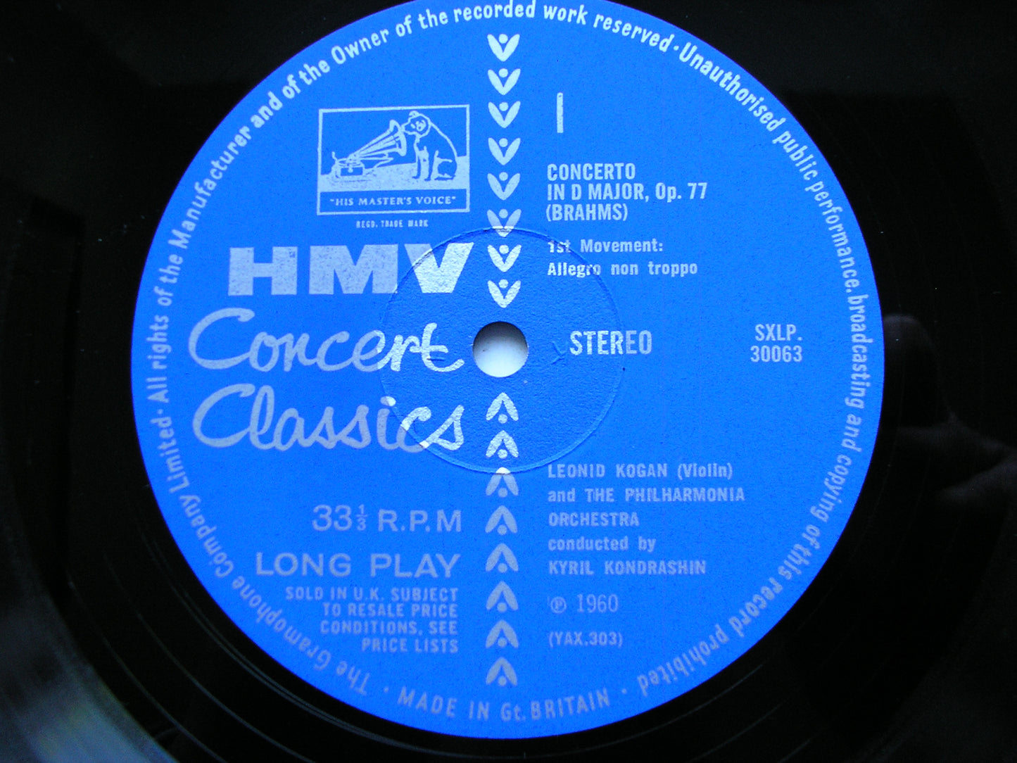BRAHMS: VIOLIN CONCERTO    KOGAN / PHILHARMONIA / KONDRASHIN   SXLP 30063