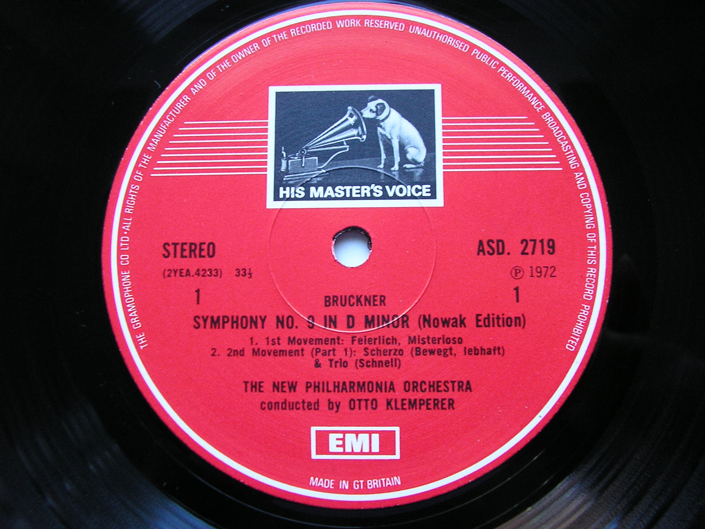 BRUCKNER: SYMPHONY No. 9 KLEMPERER / NEW PHILHARMONIA ASD 2719