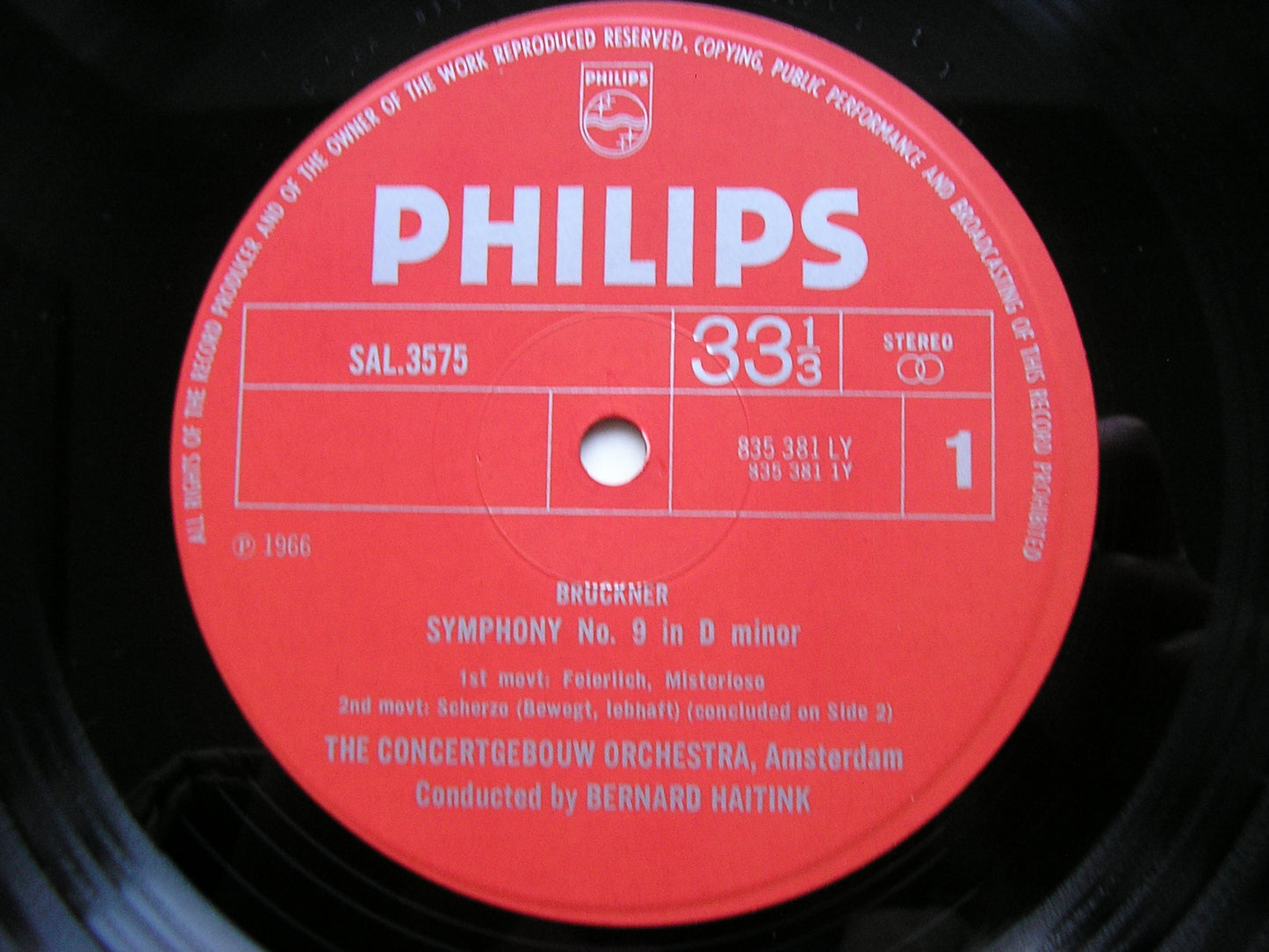 BRUCKNER: SYMPHONY No. 9     HAITINK / CONCERTGEBOUW ORCHESTRA    SAL 3575