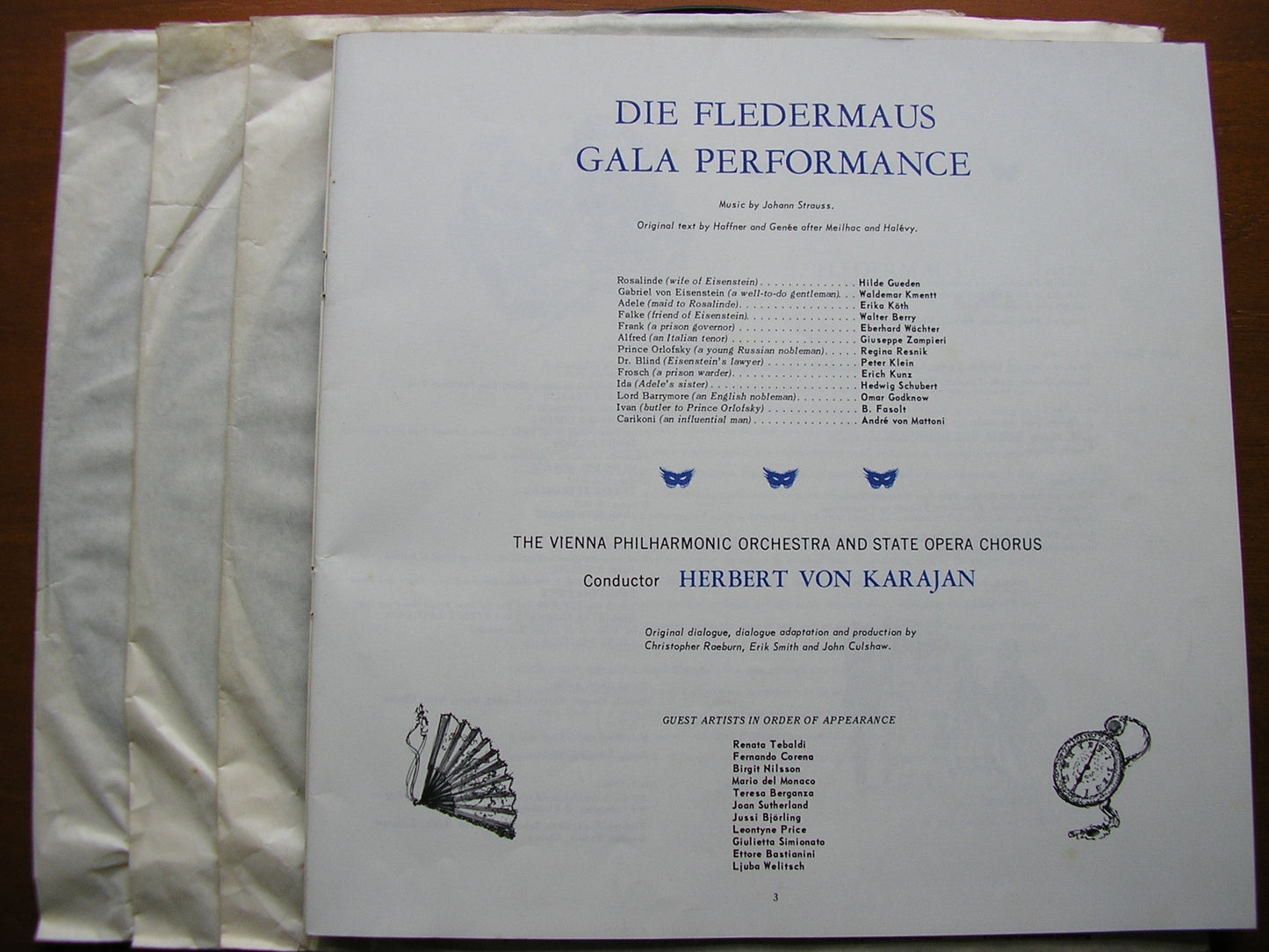 STRAUSS: DIE FLEDERMAUS Gala Performance SOLOISTS / VIENNA PHILHARMONIC ORCHESTRA / KARAJAN SET 201 - 203