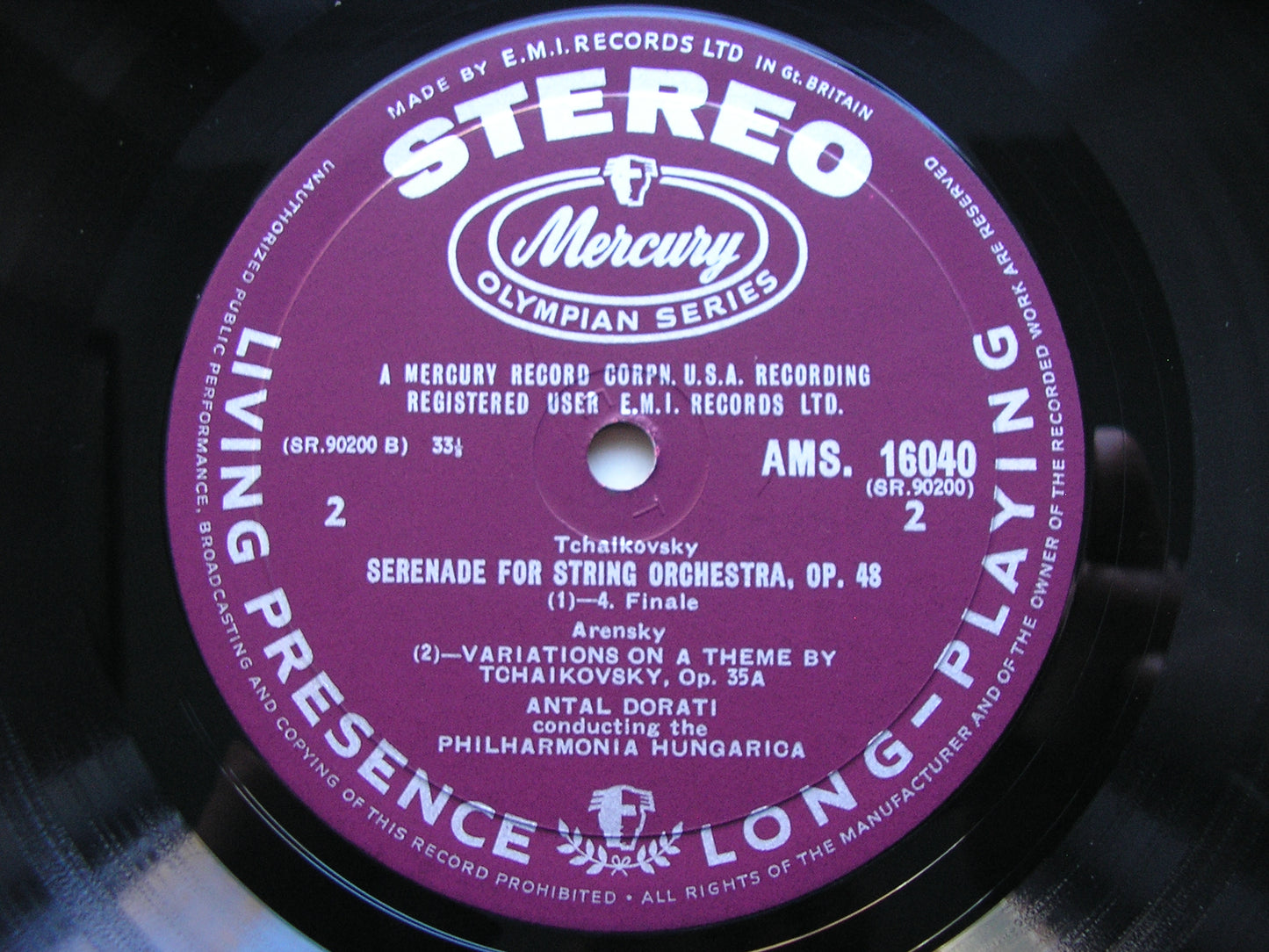 TCHAIKOVSKY: SERENADE FOR STRINGS / ARENSKY: VARIATIONS    DORATI / PHILHARMONIA HUNGARICA    AMS 16040