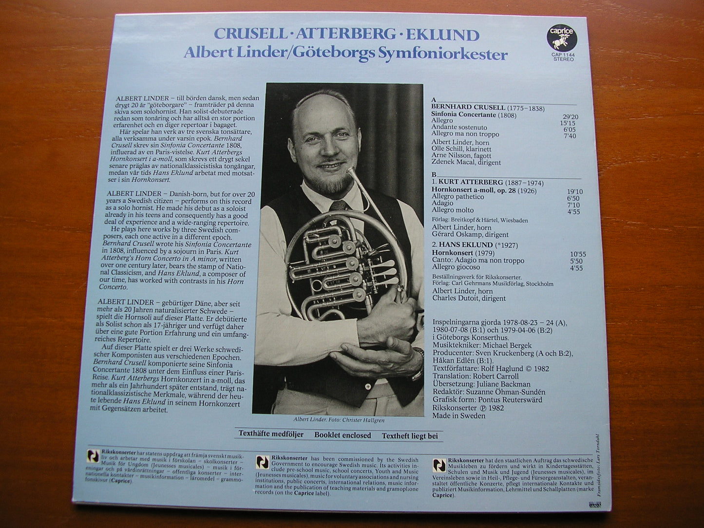 CRUSELL / ATTERBERG / EKLUND: MUSIC FOR HORN & ORCHESTRA LINDER / GOTHENBORG SYMPHONY / DUTOIT / MACAL / OSKAMP CAP 1144