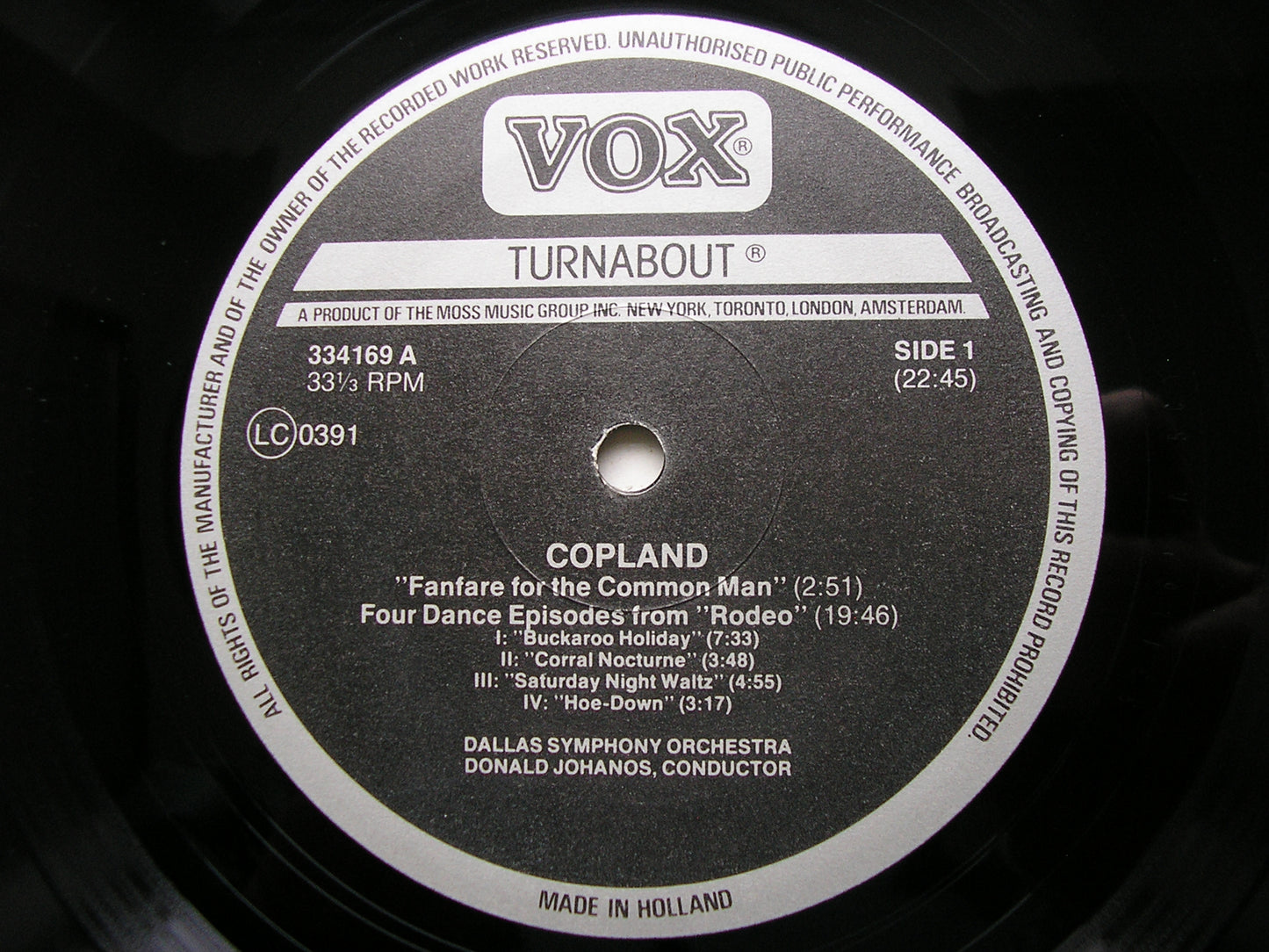 COPLAND: BILLY THE KID / RODEO / FANFARE FOR THE COMMON MAN    JOHANOS / DALLAS SYMPHONY    TV 334 169