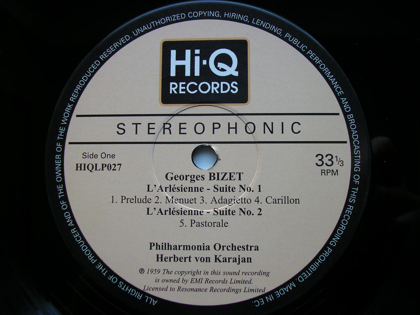 BIZET: L'ARLESIENNE Suites Nos. 1 & 2 / CARMEN Suite No. 1    KARAJAN / PHILHARMONIA   HIQLP027