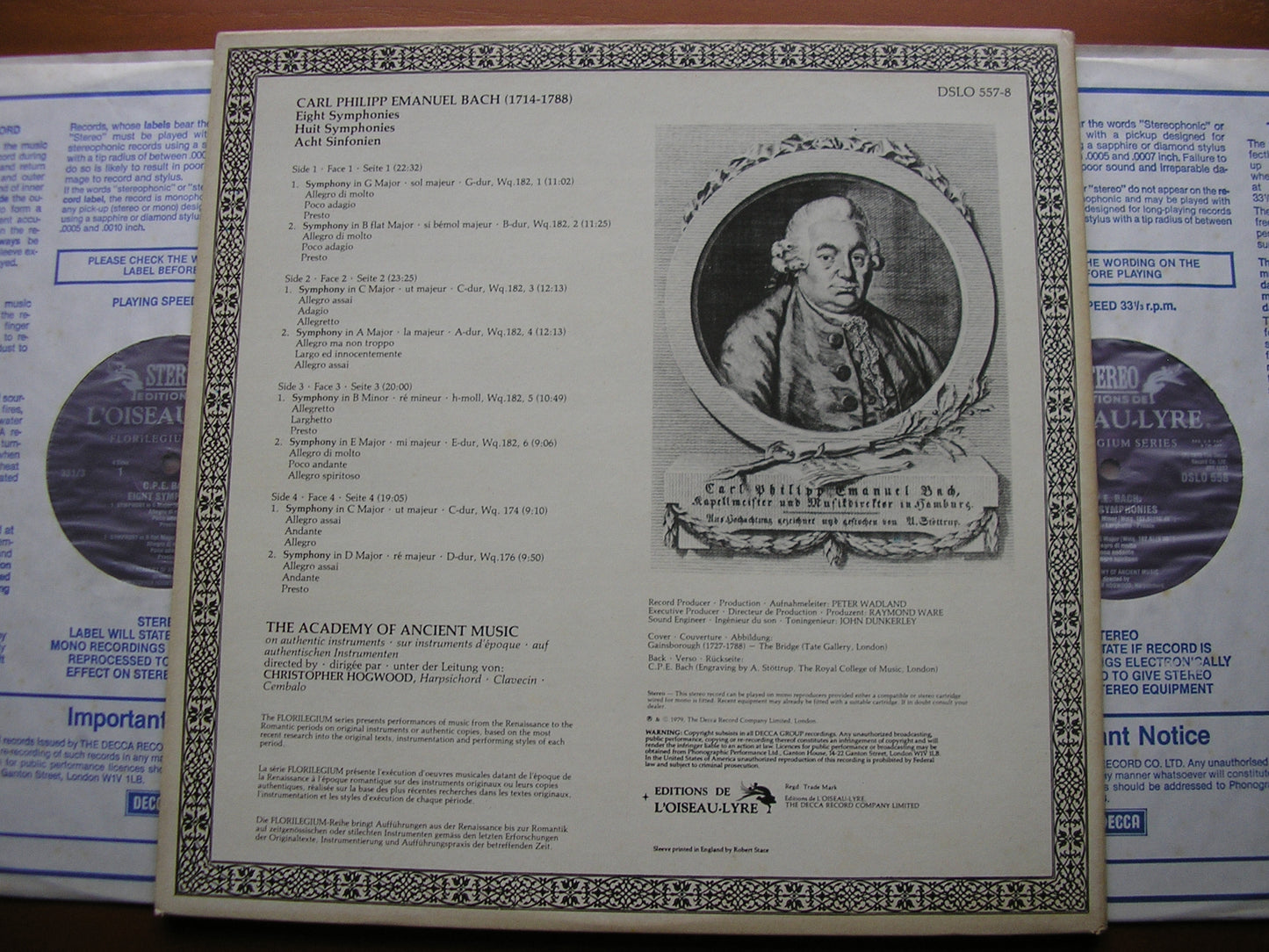 BACH C P E: EIGHT SYMPHONIES    THE ACADEMY OF ANCIENT MUSIC / HOGWOOD    DSLO 557 - 558