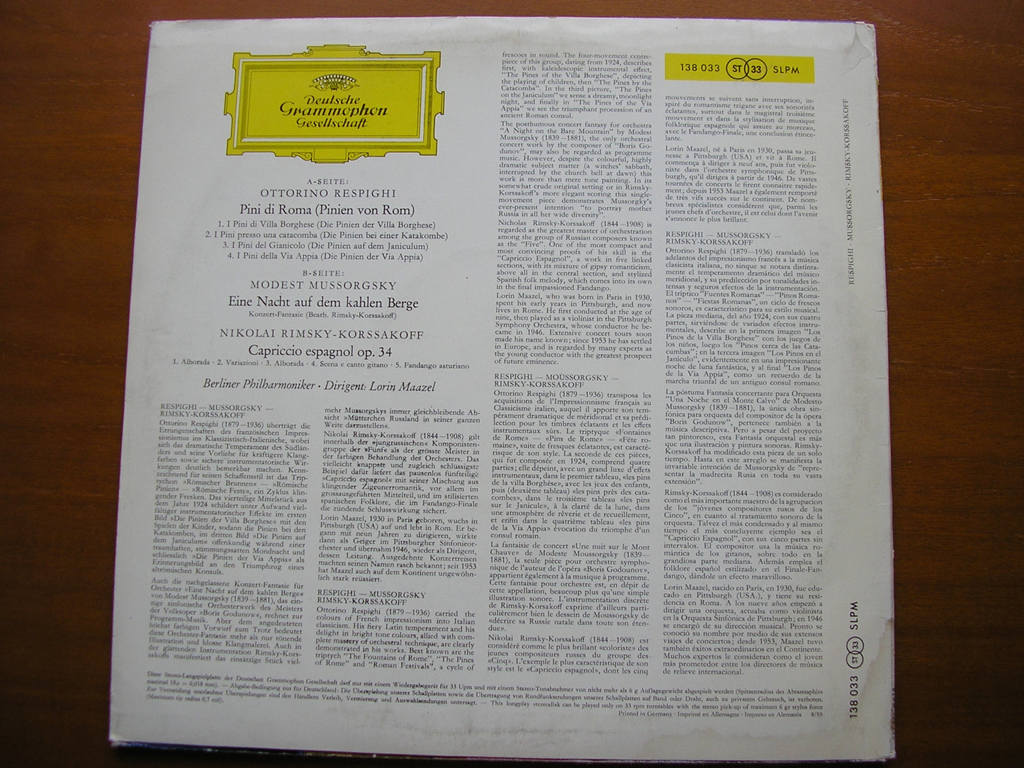 RIMSKY-KORSAKOV / MUSSORGSKY / RESPIGHI: ORCHESTRAL WORKS MAAZEL / BERLIN PHILHARMONIC 138 033