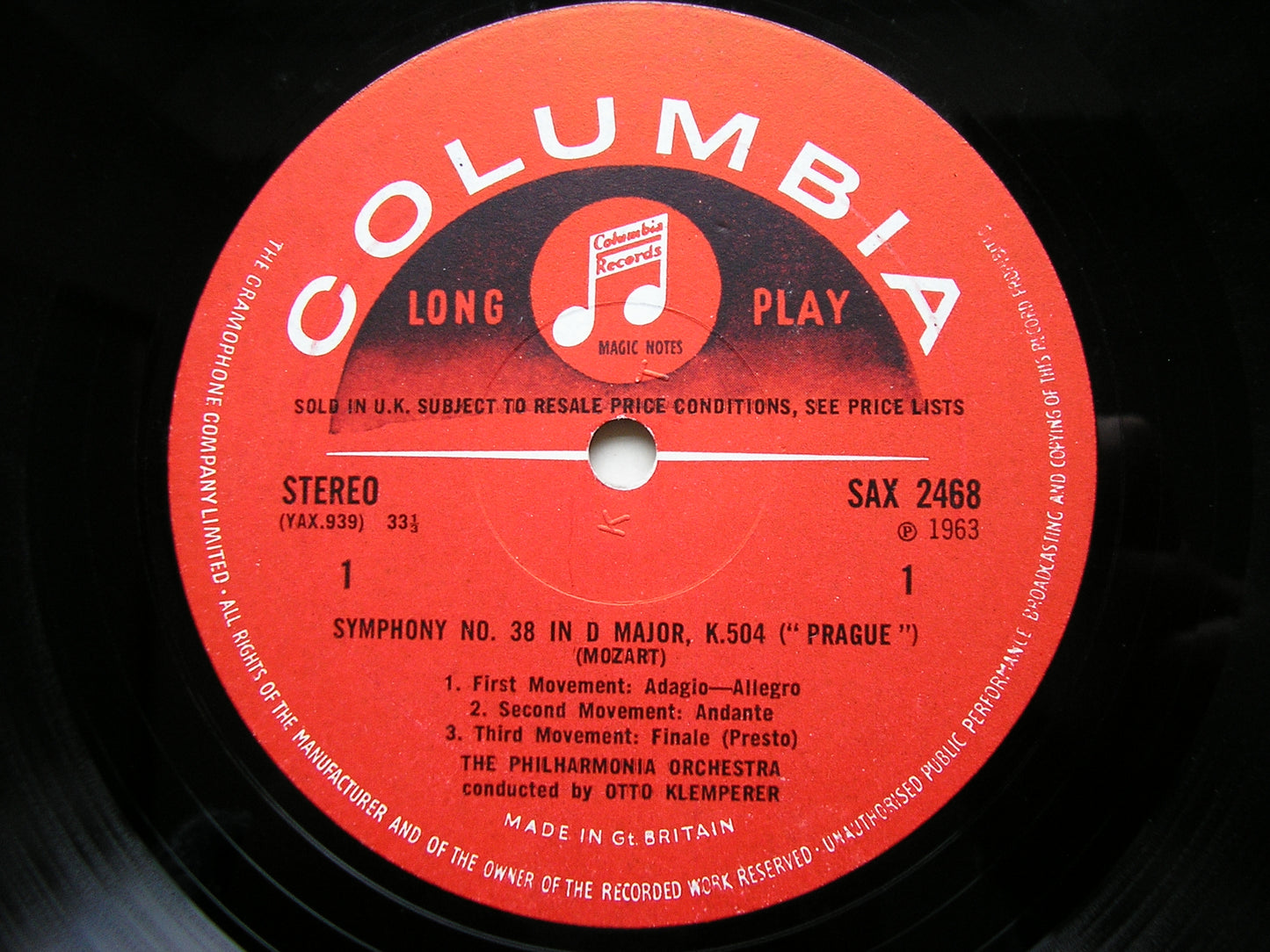 MOZART: SYMPHONIES Nos. 38 'Prague' & 39    OTTO KLEMPERER / PHILHARMONIA    SAX 2468