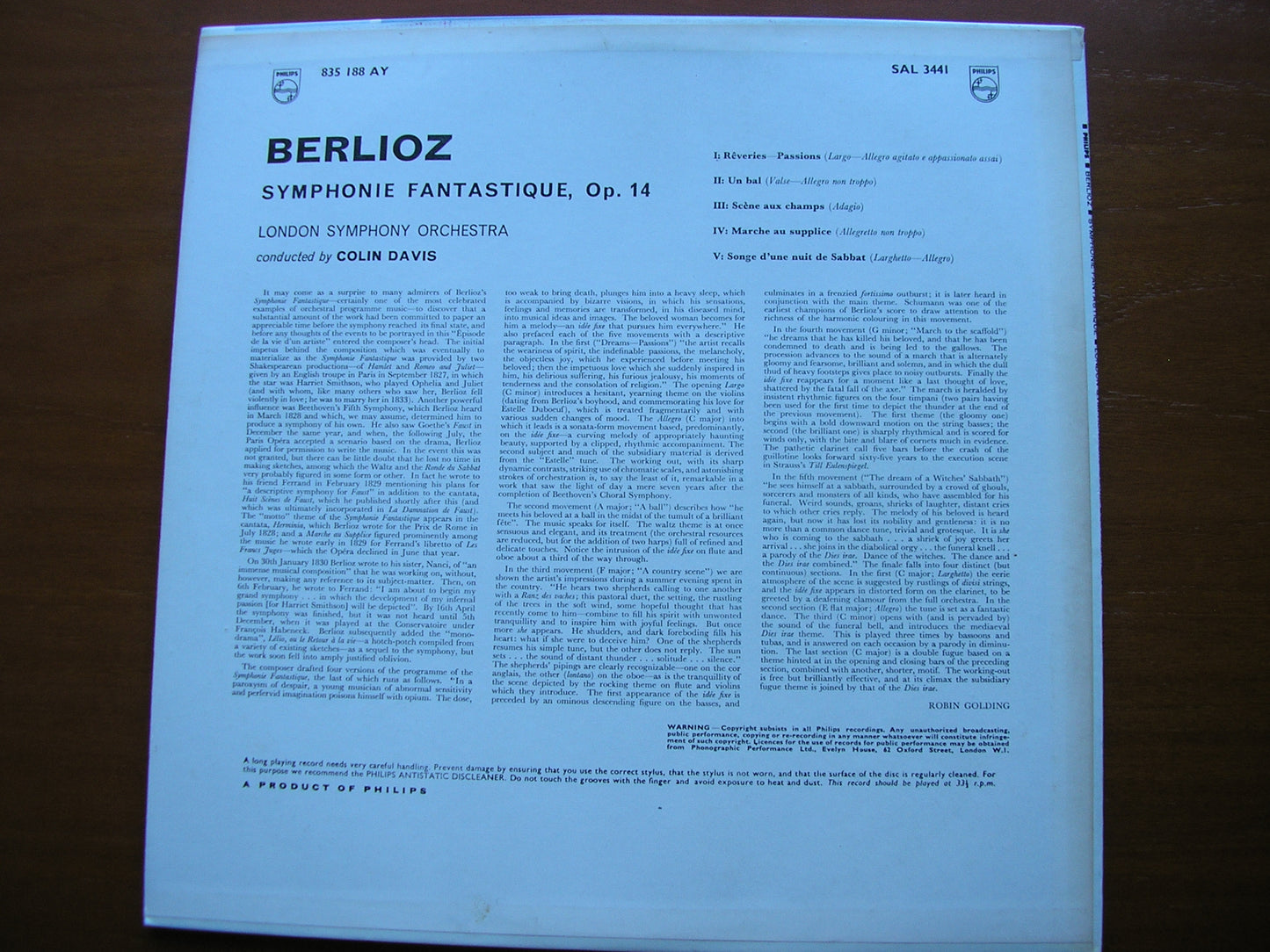BERLIOZ: SYMPHONIE FANTASTIQUE DAVIS / LONDON SYMPHONY SAL 3441
