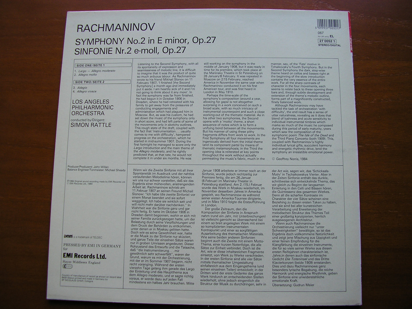 RACHMANINOV: SYMPHONY No. 2 RATTLE / LOS ANGELES PHILHARMONIC 270052