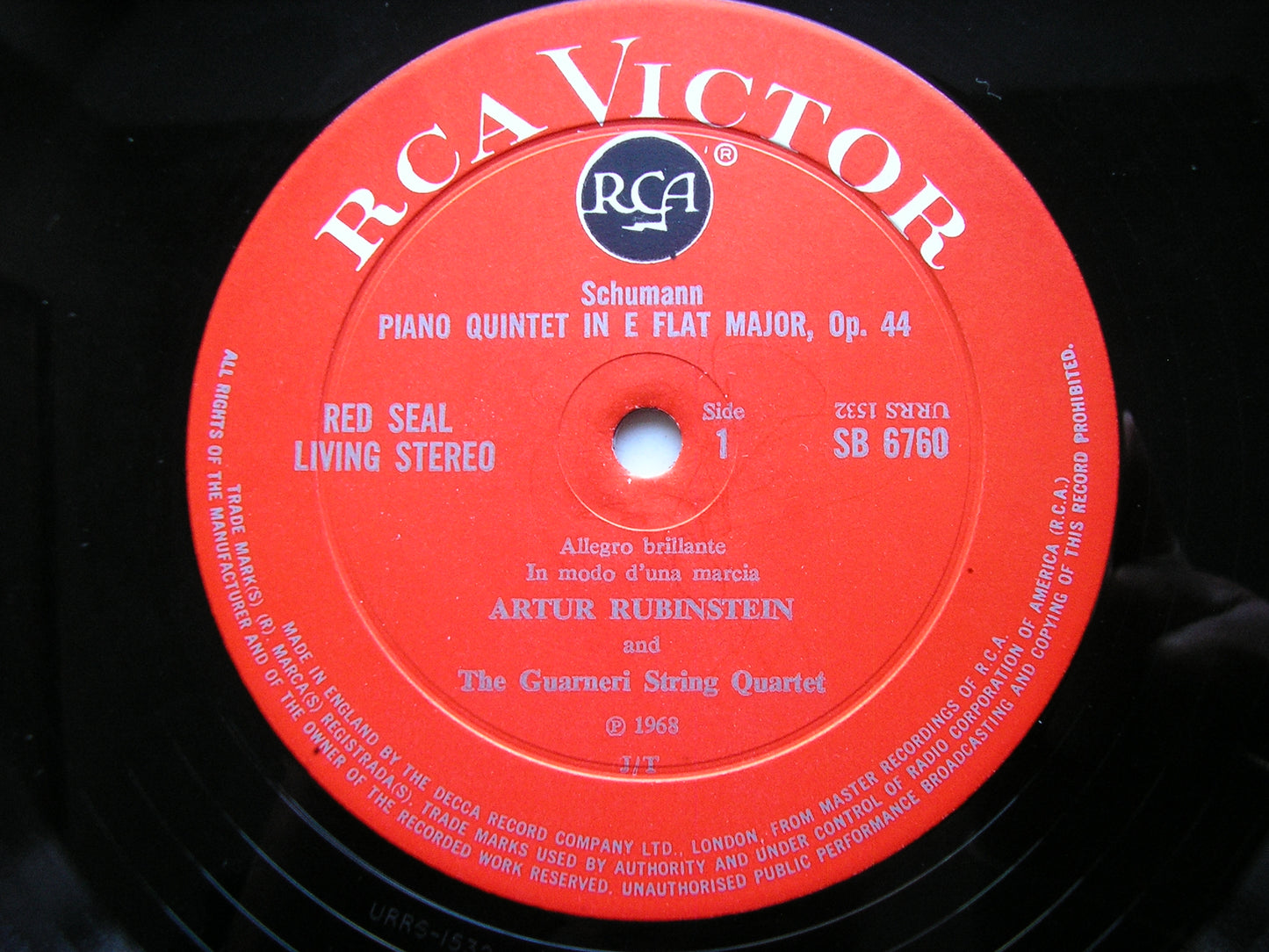 SCHUMANN: PIANO QUINTET Op. 44 RUBINSTEIN / GUARNERI QUARTET SB 6760