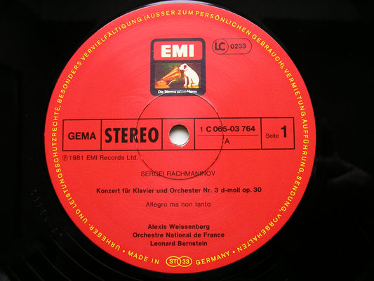 RACHMANINOV: PIANO CONCERTO No. 3    WEISSENBERG / FRENCH NATIONAL ORCHESTRA / BERNSTEIN    ASD 4082