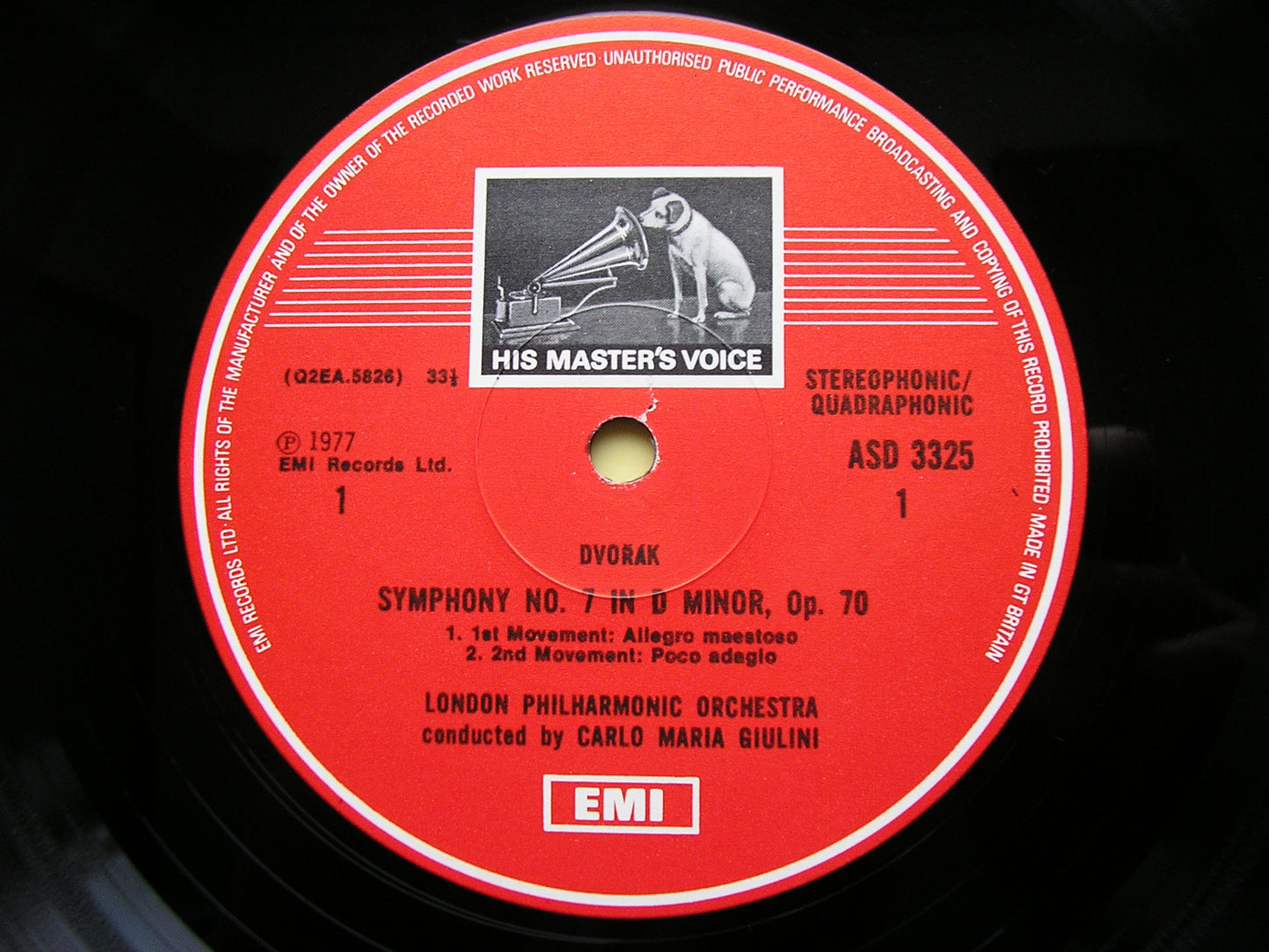DVORAK: SYMPHONY No. 7     GIULINI / LONDON PHILHARMONIC   ASD 3325
