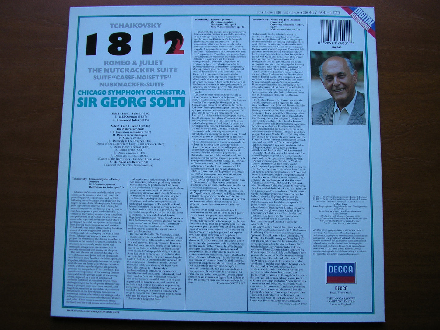TCHAIKOVSKY: 1812 / ROMEO & JULIET / NUTCRACKER SUITE SOLTI / CHICAGO SYMPHONY 417 400