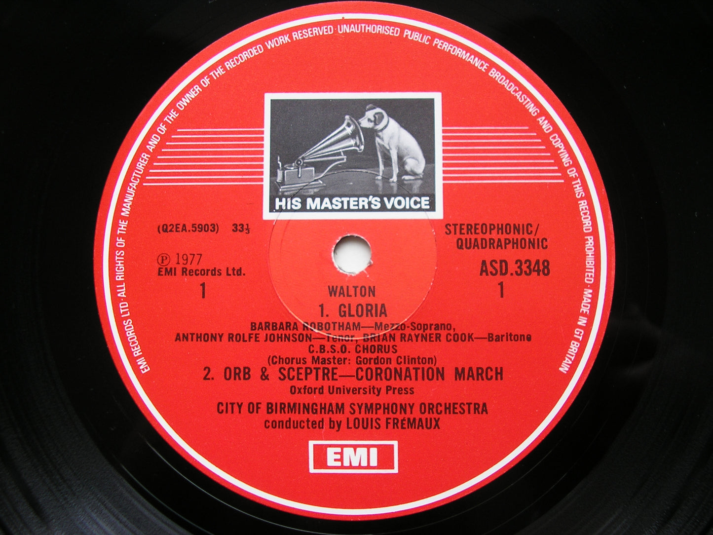 WALTON: TE DEUM / GLORIA / CROWN IMPERIAL / ORB & SCEPTRE    LOUIS FREMAUX / CBSO    ASD 3348