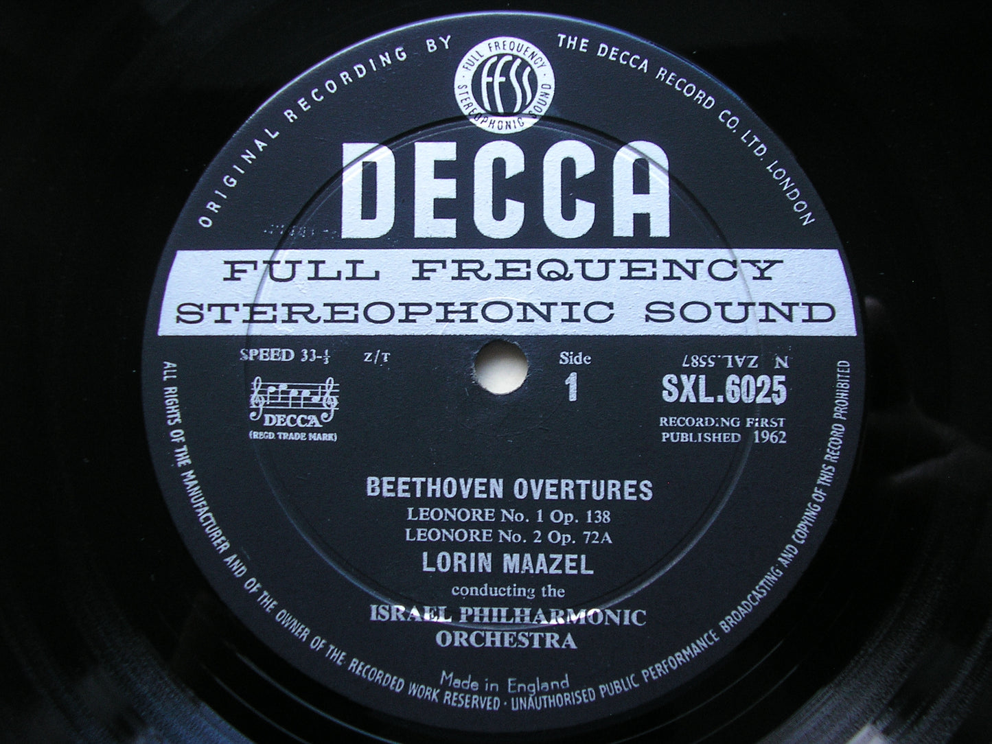 BEETHOVEN: THE FOUR OVERTURES for 'FIDELIO' MAAZEL / ISRAEL PHILHARMONIC SXL 6025