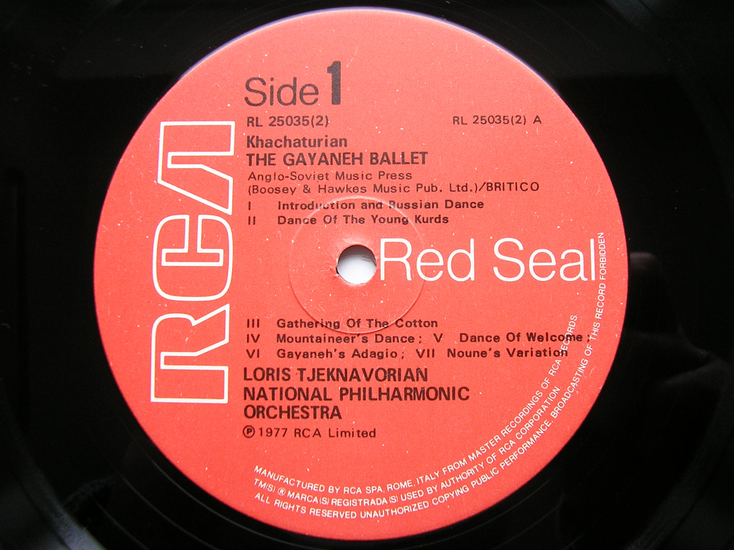 KHACHATURIAN: GAYANEH  complete ballet     TJEKNAVORIAN / NATIONAL PHILHARMONIC ORCHESTRA   2LP      RL 25035