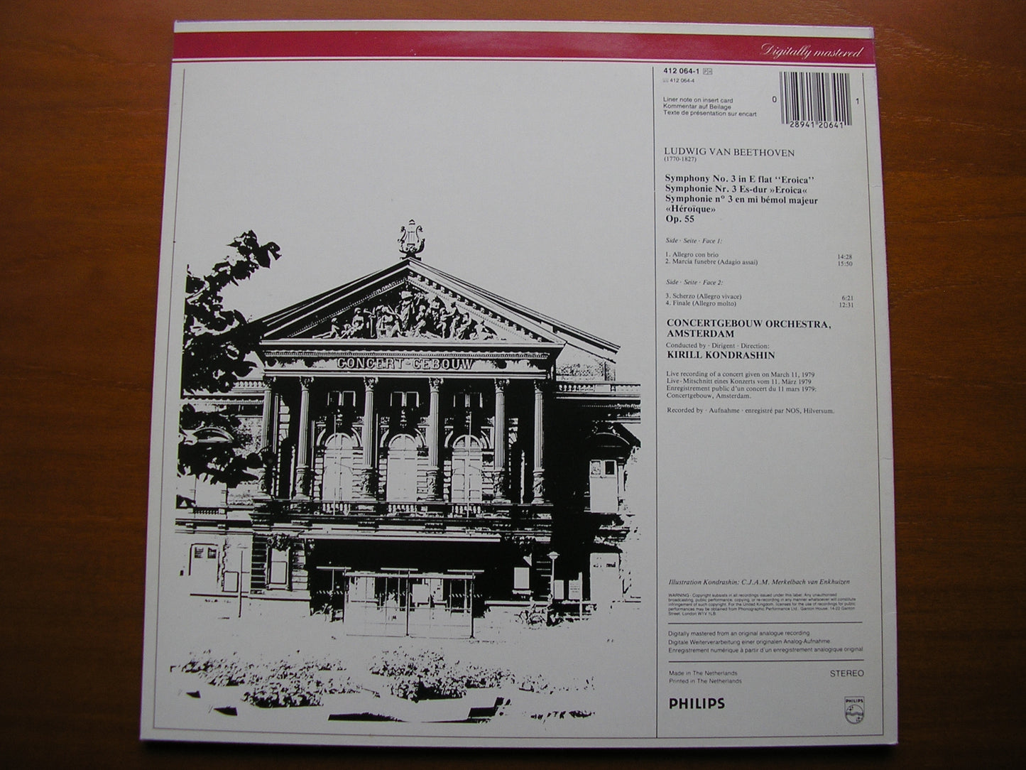 BEETHOVEN: SYMPHONY No. 3 'Eroica' KONDRASHIN / CONCERTGEBOUW ORCHESTRA 412 064