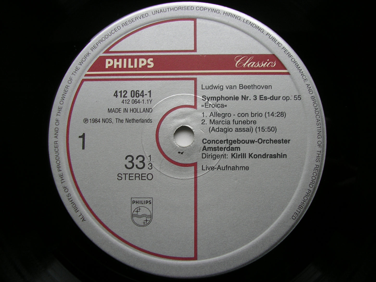 BEETHOVEN: SYMPHONY No. 3 'Eroica' KONDRASHIN / CONCERTGEBOUW ORCHESTRA 412 064