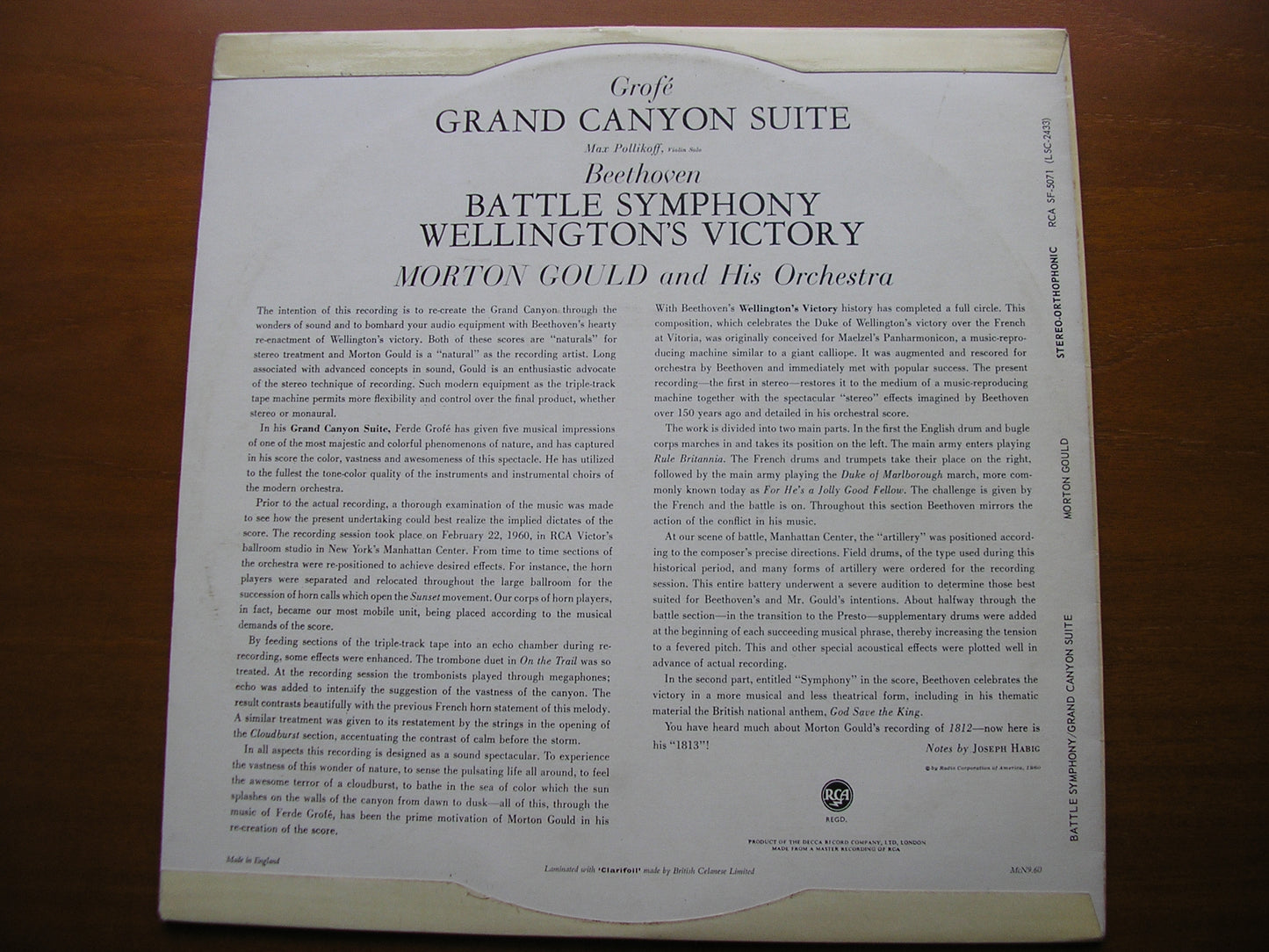 BEETHOVEN: WELLINGTON'S VICTORY / GROFE: GRAND CANYON SUITE* MORTON GOULD SF 5071