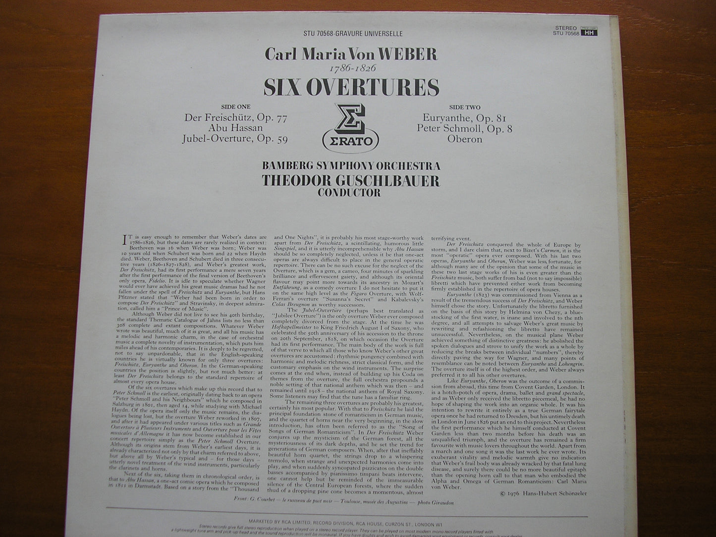 WEBER: SIX OVERTURES GUSCHLBAUER / BAMBERG SYMPHONY STU 70568