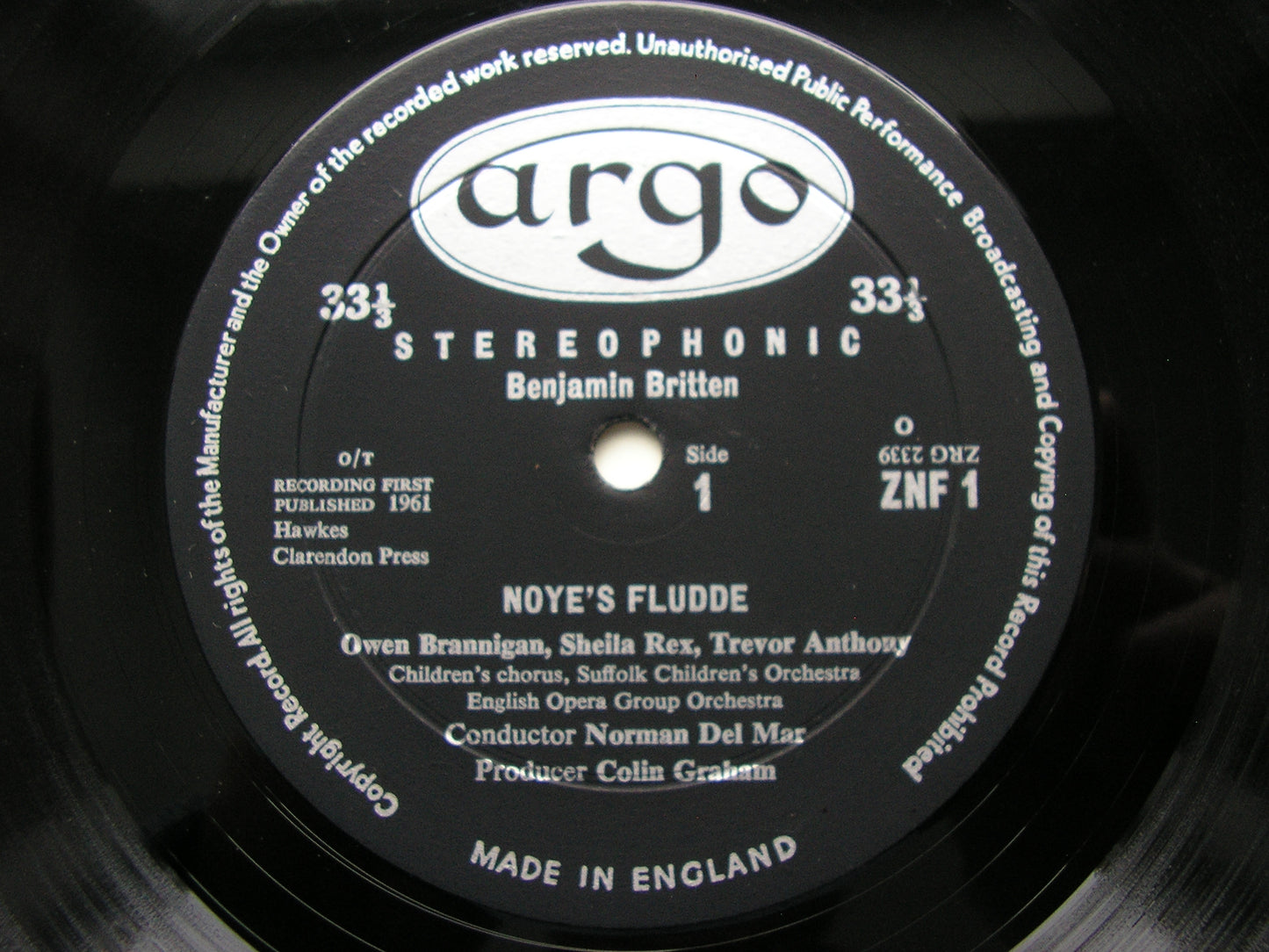BRITTEN: NOYE'S FLUDDE   SOLOISTS / ENGLISH CHAMBER ORCHESTRA / DEL MAR*    ZNF 1