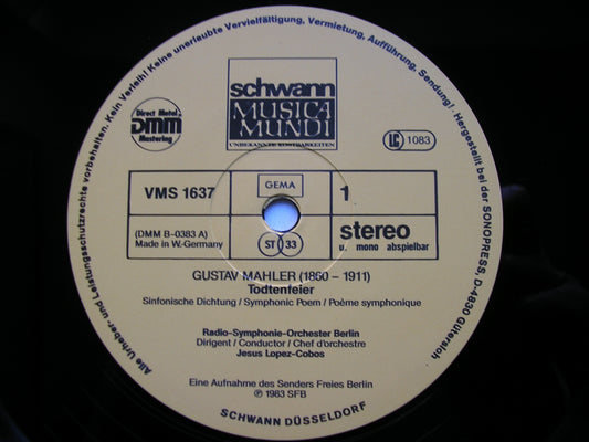 MAHLER: TODTENFEIER / SUITE FROM WORKS OF JS BACH SOLOISTS / BERLIN RADIO ORCHESTRA / JESUS LOPEZ - COBOS VMS 1637