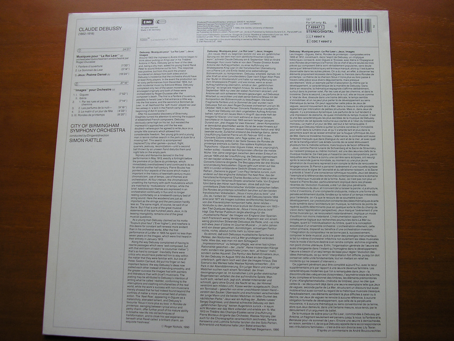 DEBUSSY: IMAGES / JEUX / KING LEAR     RATTLE / CITY OF BIRMINGHAM SYMPHONY   749947