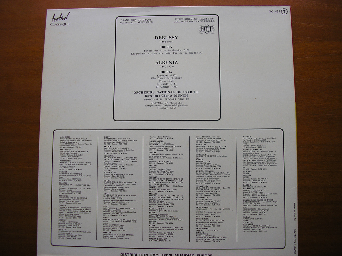 DEBUSSY: IBERIA / ALBENIZ: IBERIA    CHARLES MUNCH / FRENCH NATIONAL RADIO ORCHESTRA    FC 437