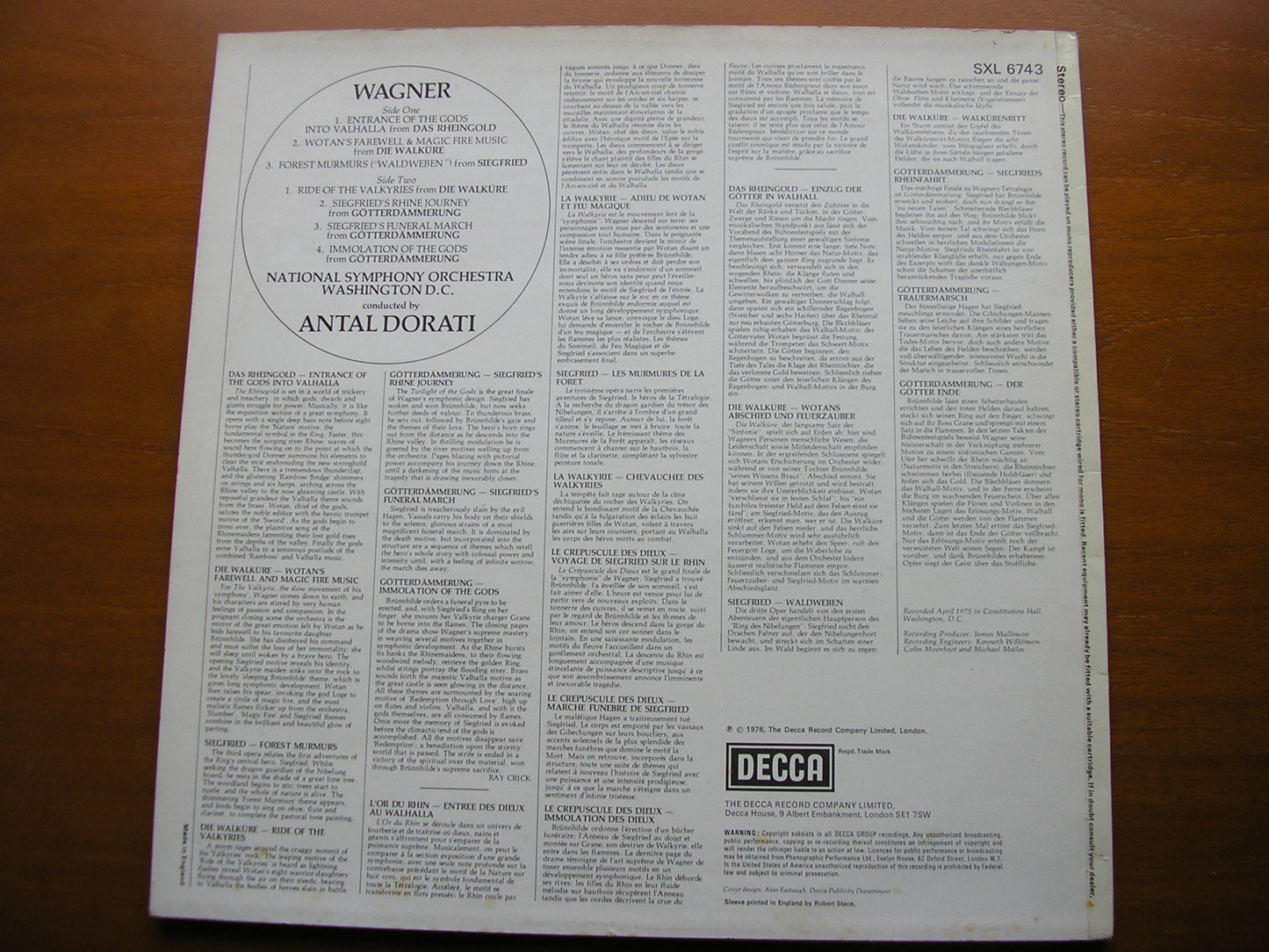 WAGNER: ORCHESTRAL MUSIC from 'The Ring'     DORATI / NSOWDC    SXL 6743