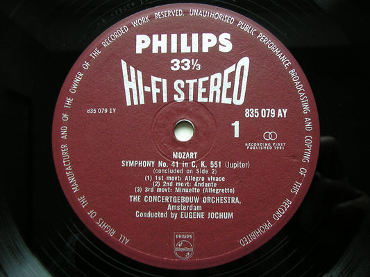 MOZART: SYMPHONIES Nos. 35 & 41 'Jupiter'    JOCHUM / CONCERTGEBOUW ORCHESTRA   835 079 AY