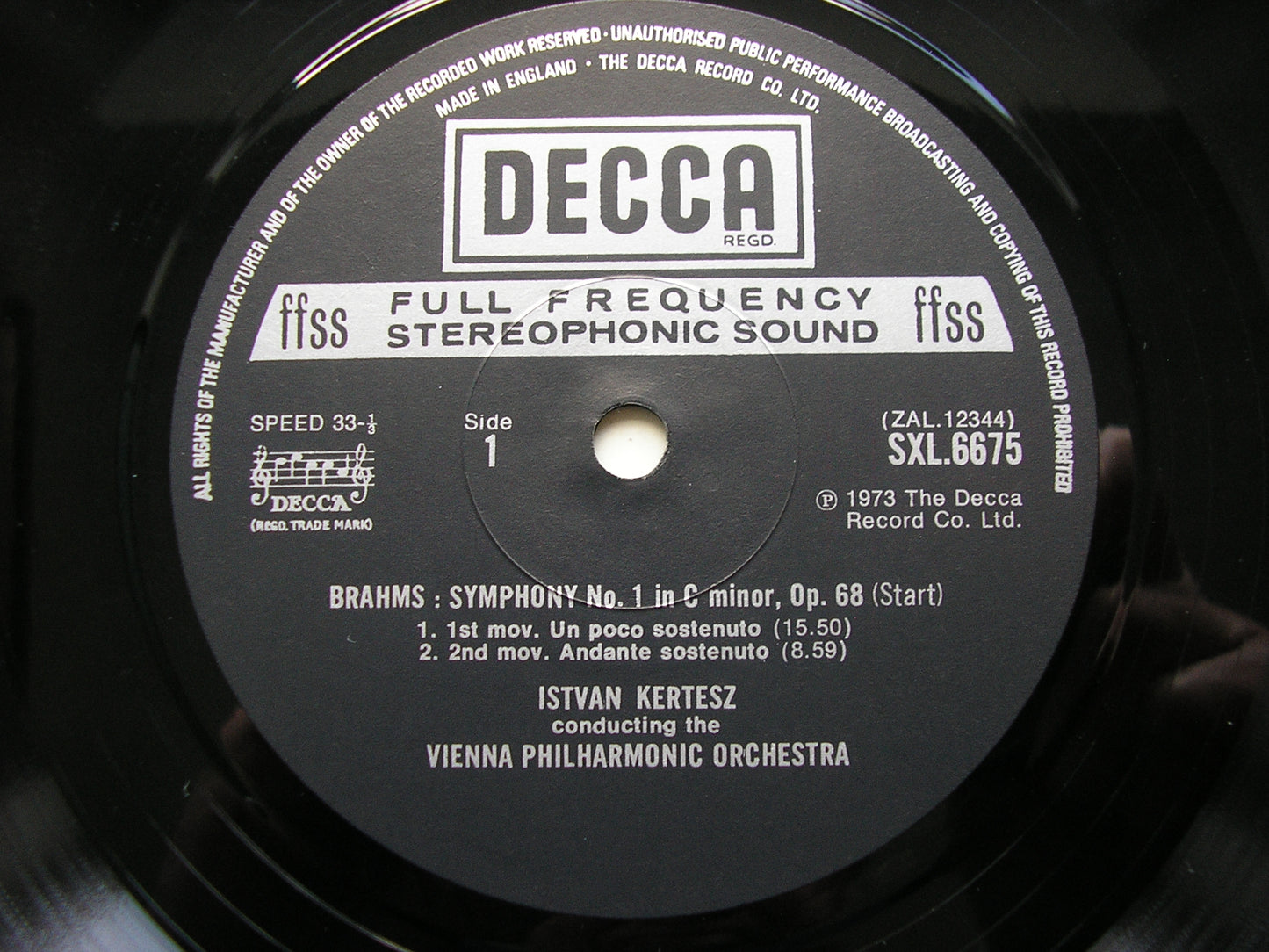 BRAHMS: SYMPHONY No. 1 KERTESZ / VIENNA PHILHARMONIC SXL 6675