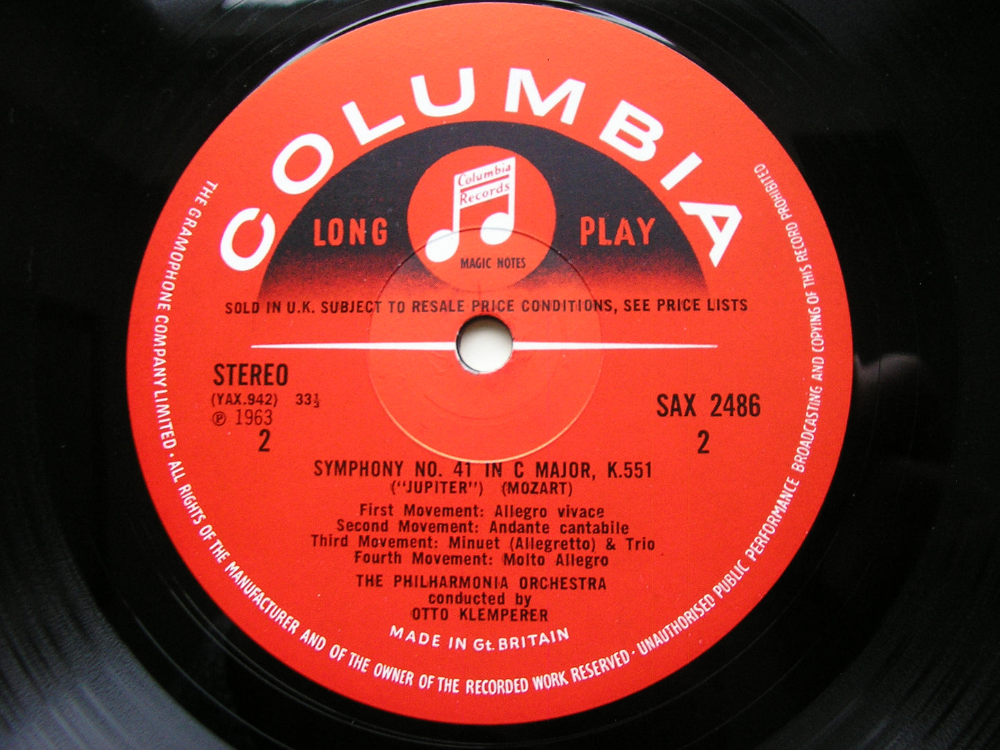 MOZART: SYMPHONIES Nos. 40 & 41 'Jupiter'    OTTO KLEMPERER / PHILHARMONIA    SAX 2486