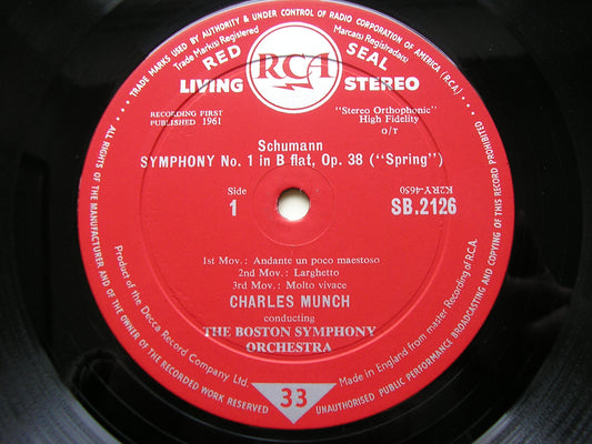 SCHUMANN: SYMPHONY No. 1 'Spring' / MANFRED OVERTURE CHARLES MUNCH / BOSTON SYMPHONY SB 2126