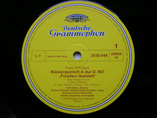 SCHUBERT: TROUT QUINTET / QUARTETTSATZ D.703     GILELS / AMADEUS QUARTET / ZEPPERITZ     2530 646