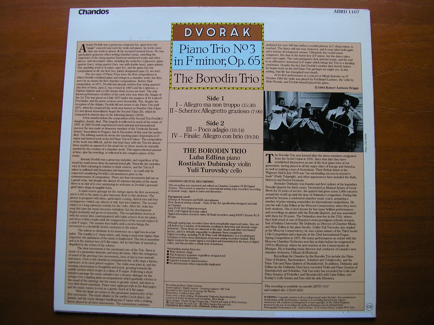 DVORAK: PIANO TRIO No.3 THE BORODIN TRIO ABRD 1107