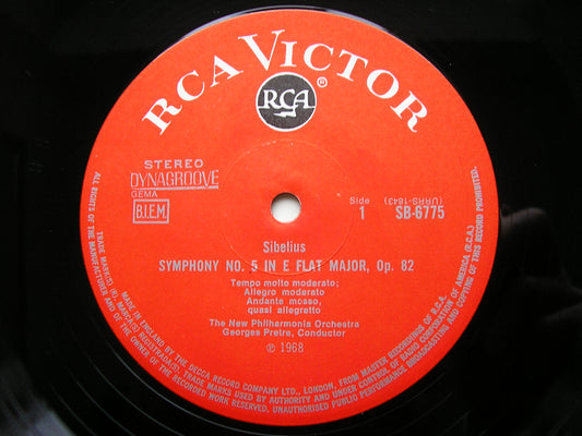 SIBELIUS: SYMPHONY No. 5 / NIGHT RIDE & SUNRISE    PRETRE / NEW PHILHARMONIA    SB 6775