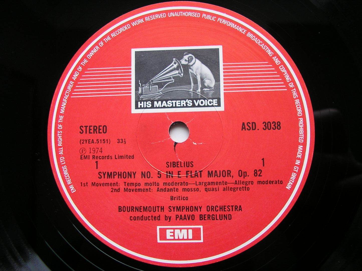 SIBELIUS: SYMPHONY No. 5 / EN SAGA BERGLUND / BOURNEMOUTH SYMPHONY ASD 3038